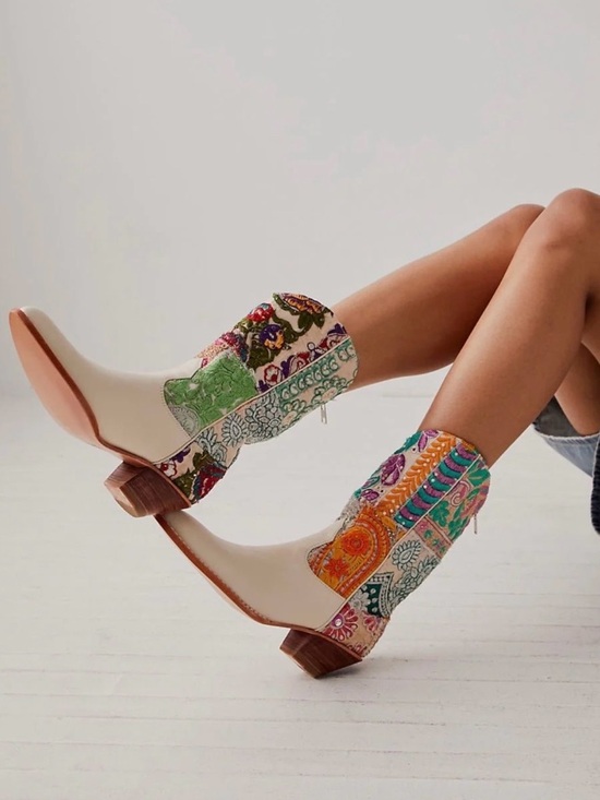 Free People Shoes - SELINA EMBROIDERED PATCHWORK BOOTS X FREE PEOPLE